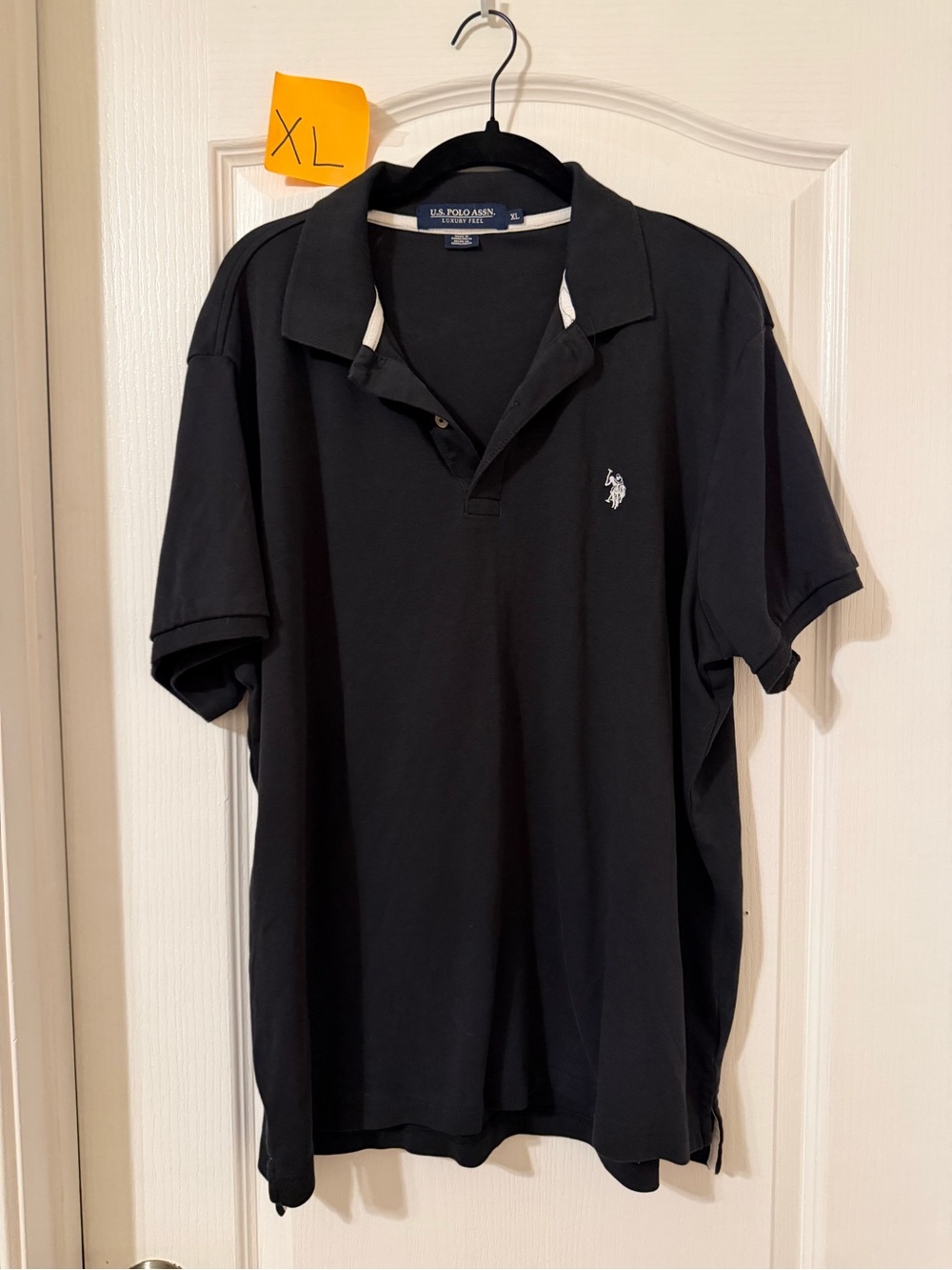 U.S. Polo Assn. Black Polo with White Logo - Men's XL